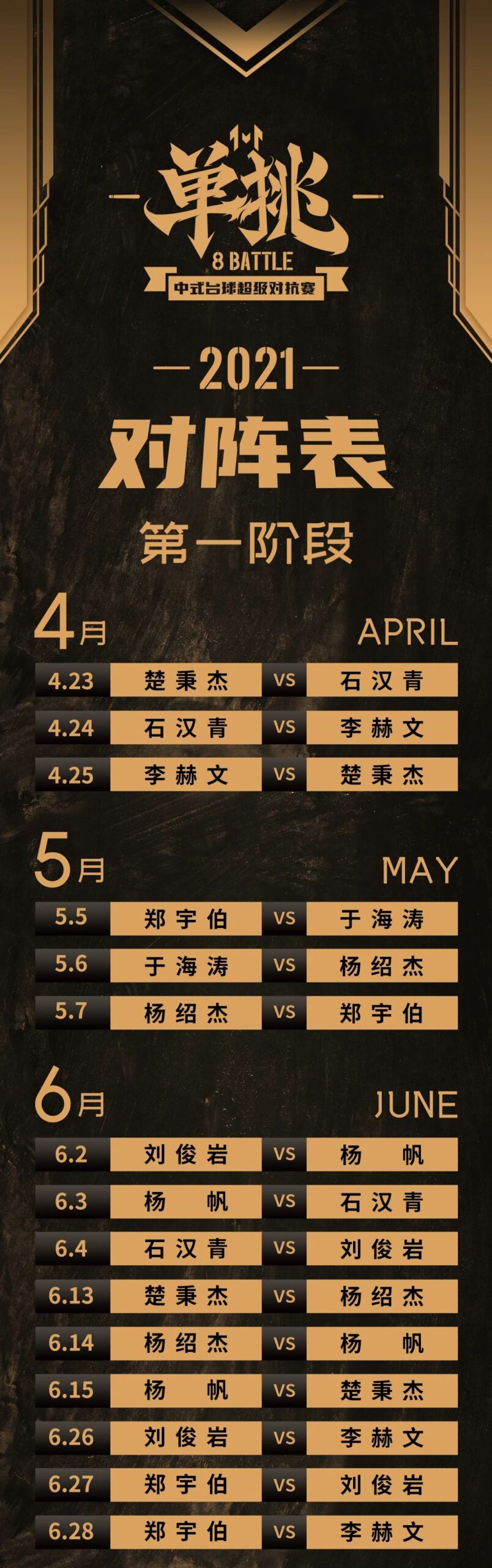 单挑第二季4月23日回归 7位世界冠军强势领衔！星牌体育快手号带来直播