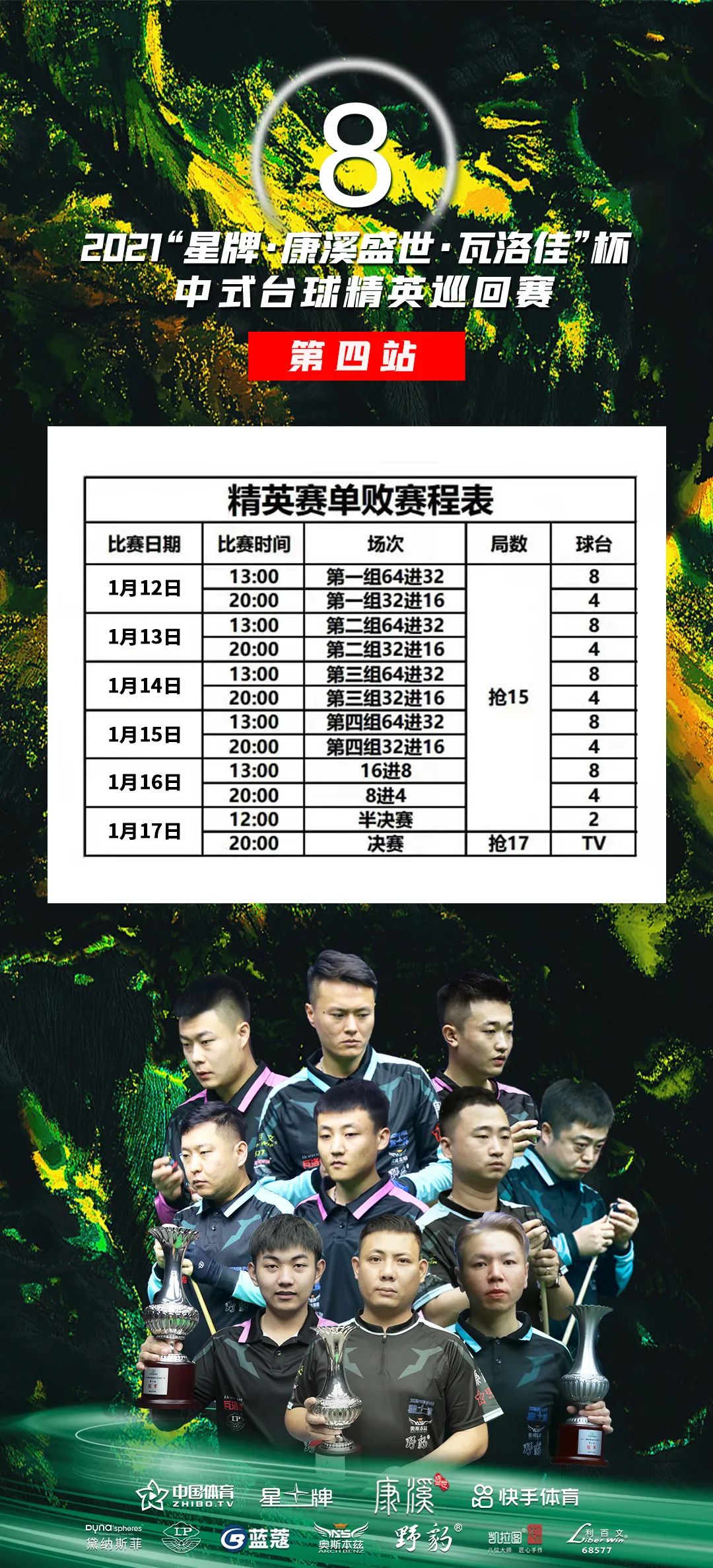 2021“星牌·康溪盛世·瓦洛佳”杯中式台球精英巡回赛第四站及总决赛日程公布！