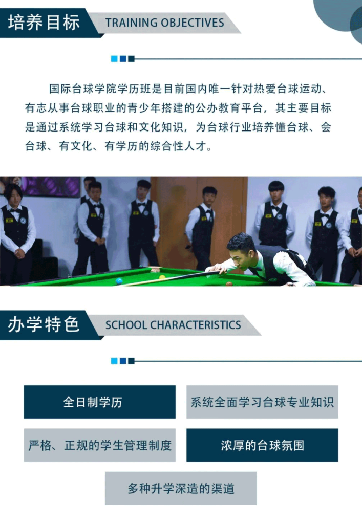 一图了解2022年国际台球学院学历班全信息！